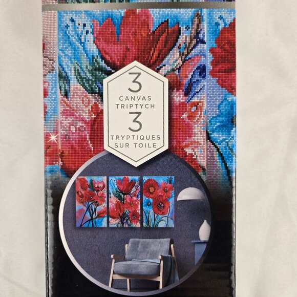 Diamond Dotz "Poppies" Triptych 3 Canvas Series Each Canvas is 11" x 14" New - Picture 3 of 12